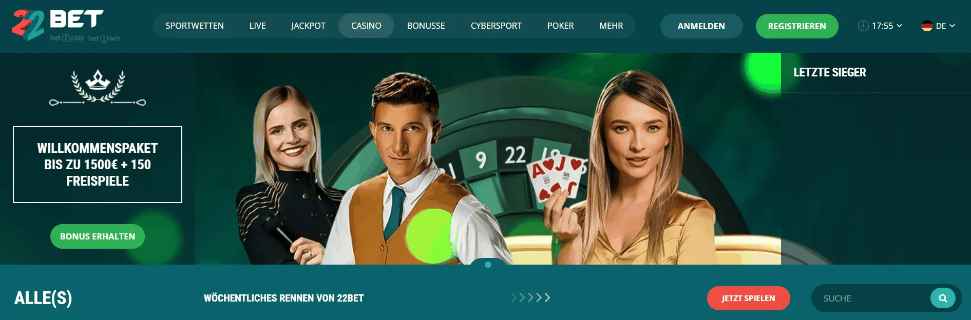Casino Lobby bei 22Bet 22Bet Online Casino Lobby