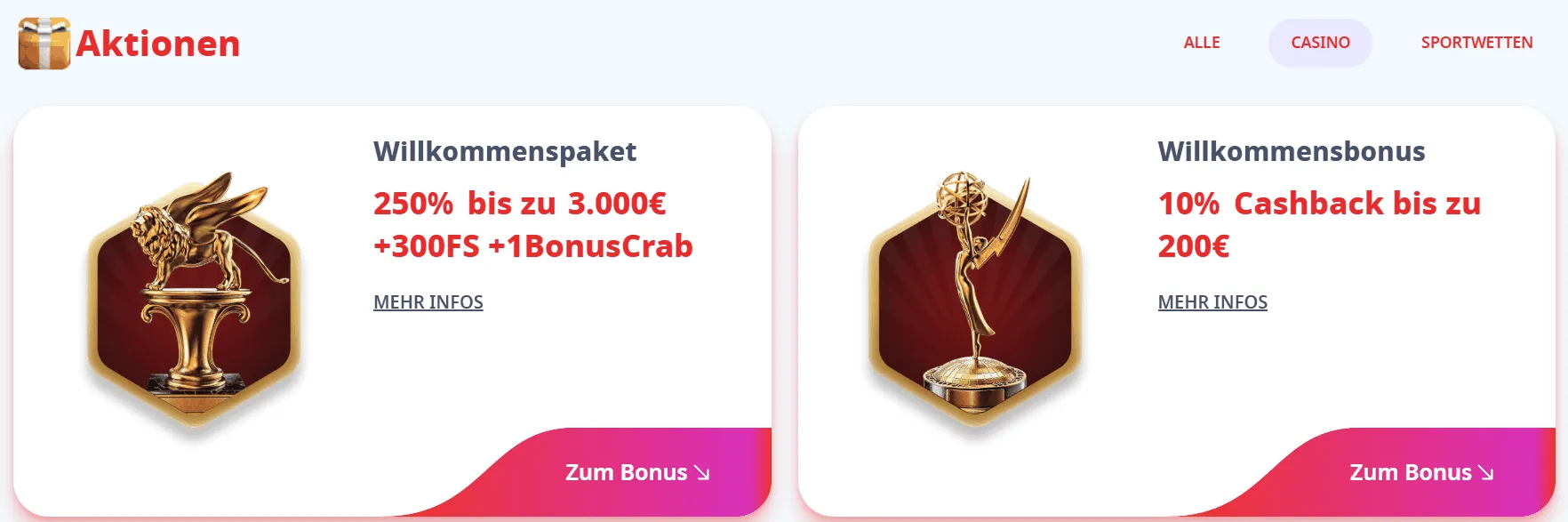 Casino Infinity Boni