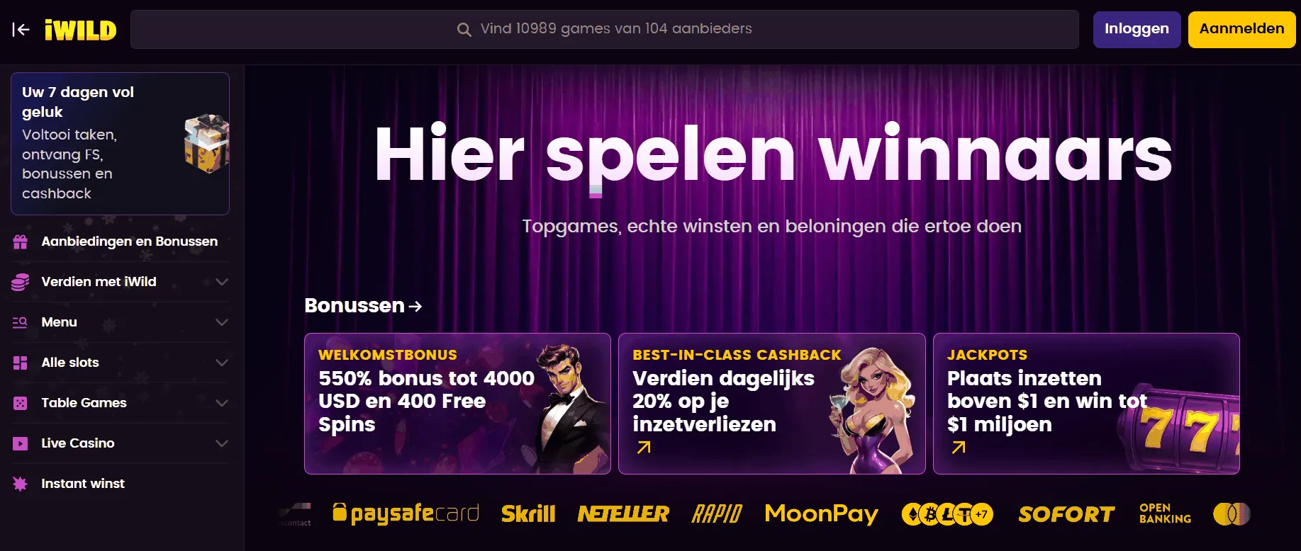 iWild beste online casino in België Beste online casino België iWild