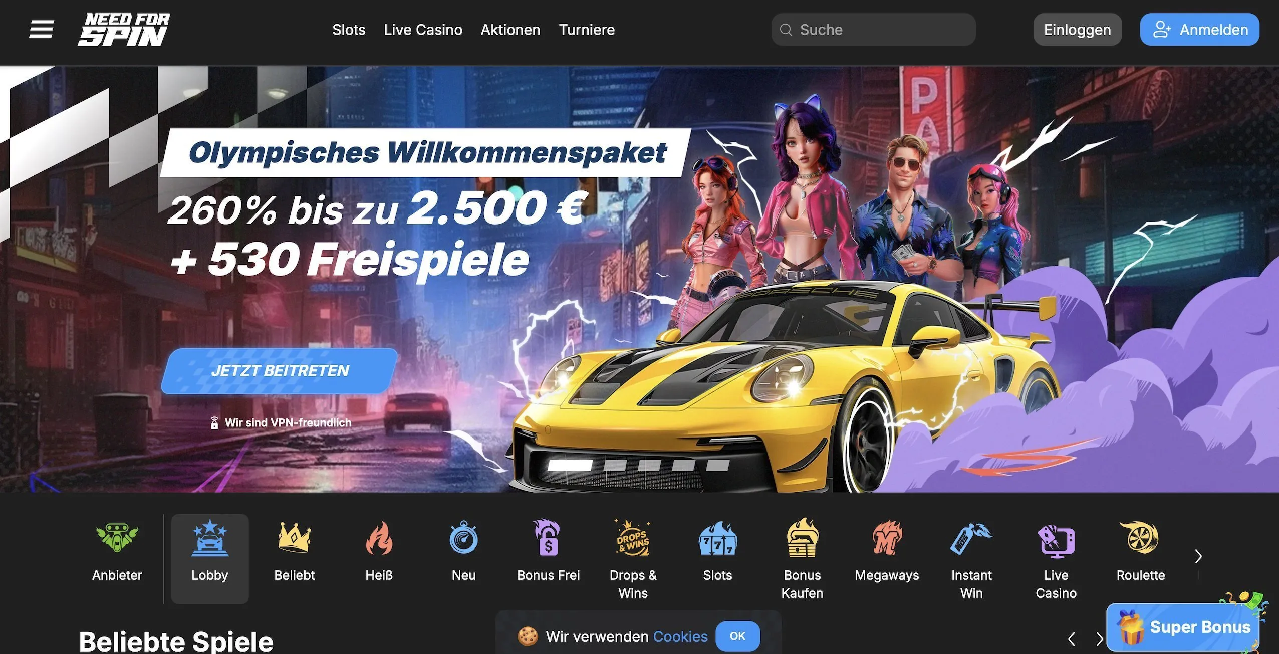 Need for Spin Casino Lobby