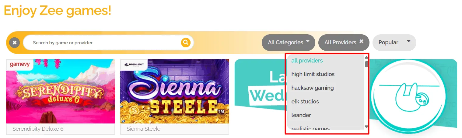 Playzee Casino Software Providers