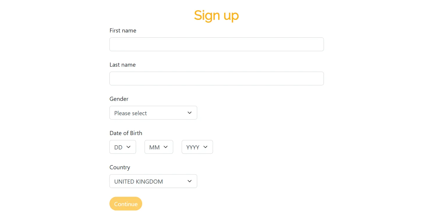 Registration at Playzee Casino