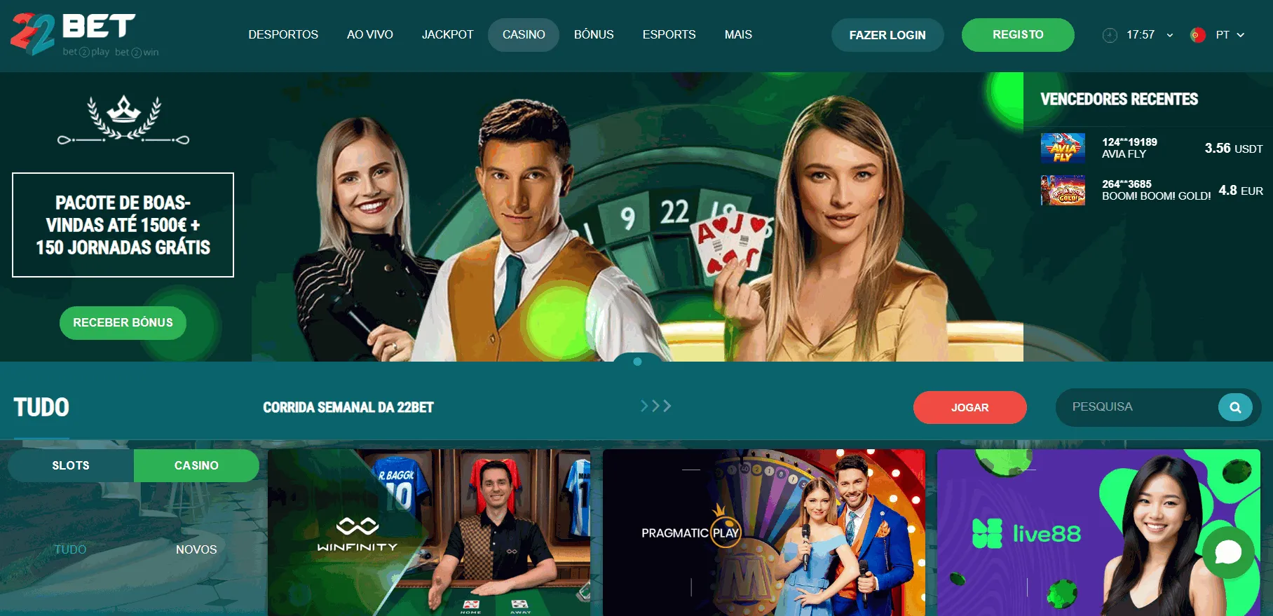 22Bet casino estrangeiro