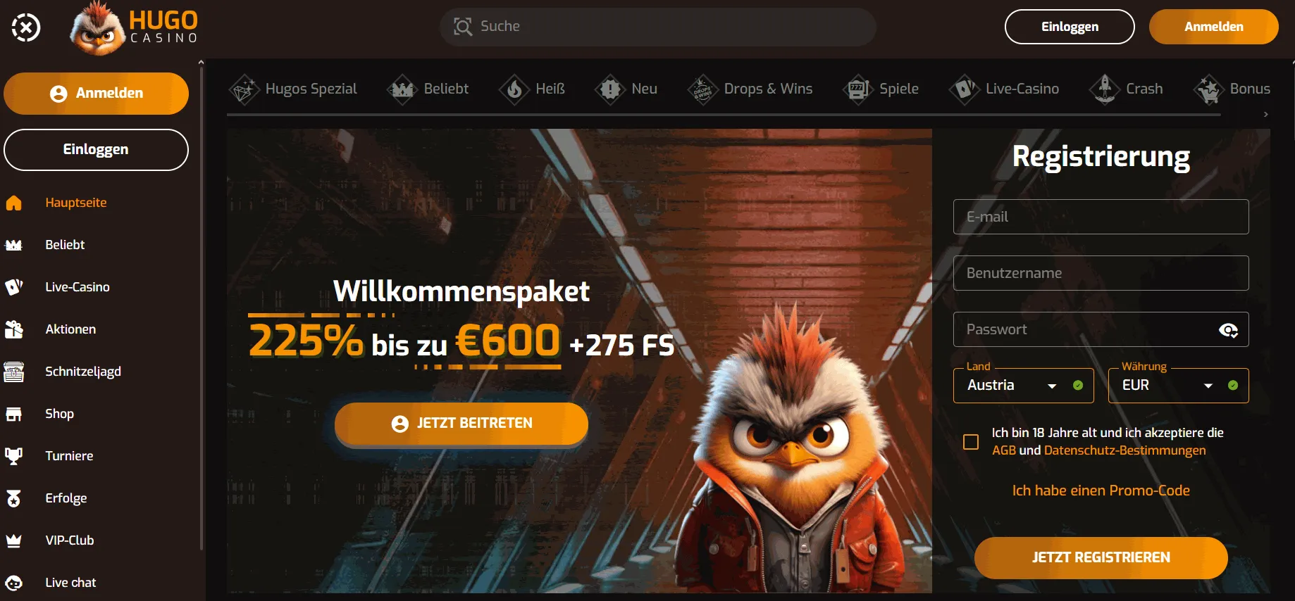 Hugo Online Casino ohne Verifizierung