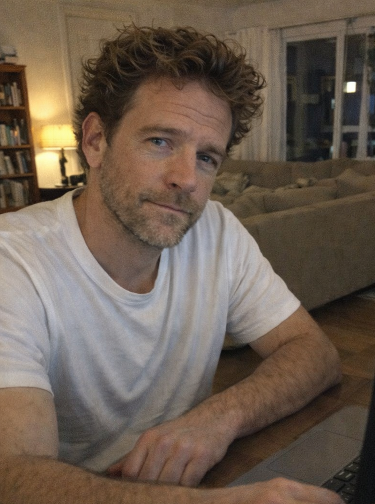 Javier Morales trabajando en su portátil