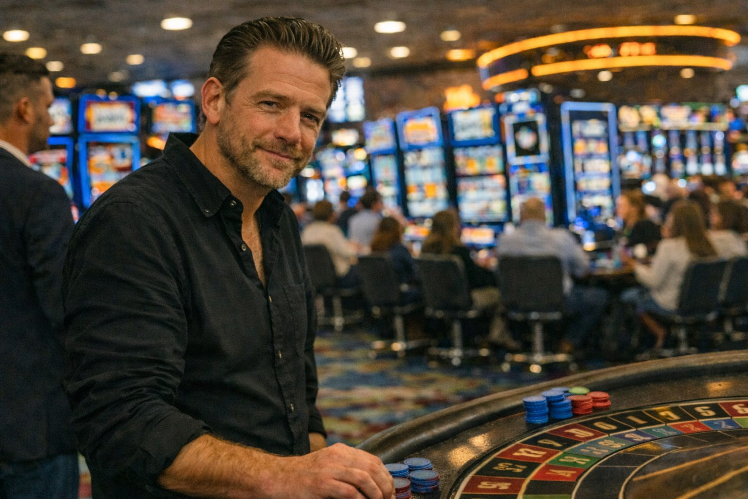 Javier Morales en un casino