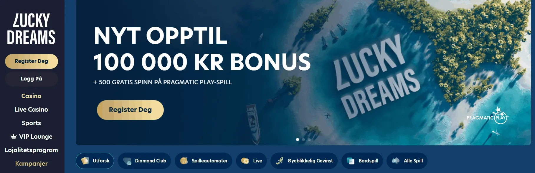 LuckyDreams nytt nettcasino lobby LuckyDreams lobby i nytt nettcasino