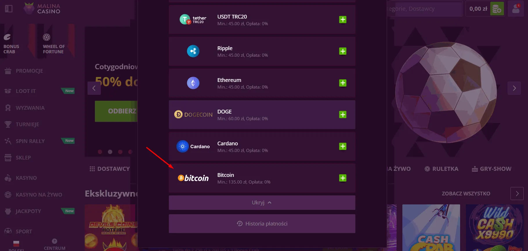 Malina Casino online z Bitcoin Malina Casino z Bitcoin