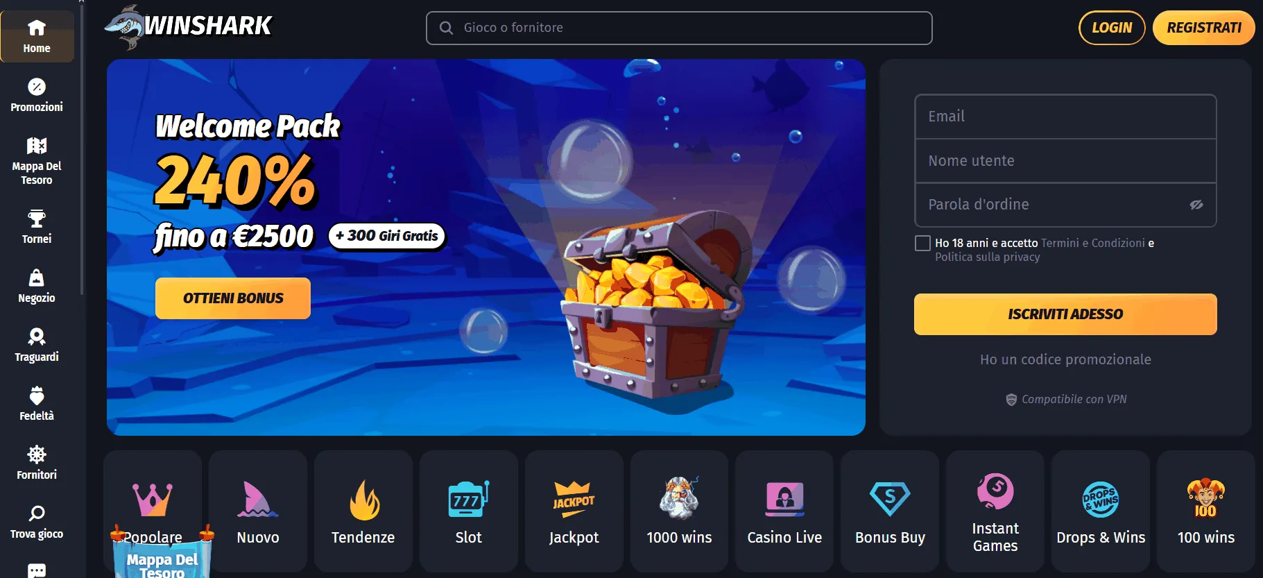 Winshark nuovo casino online