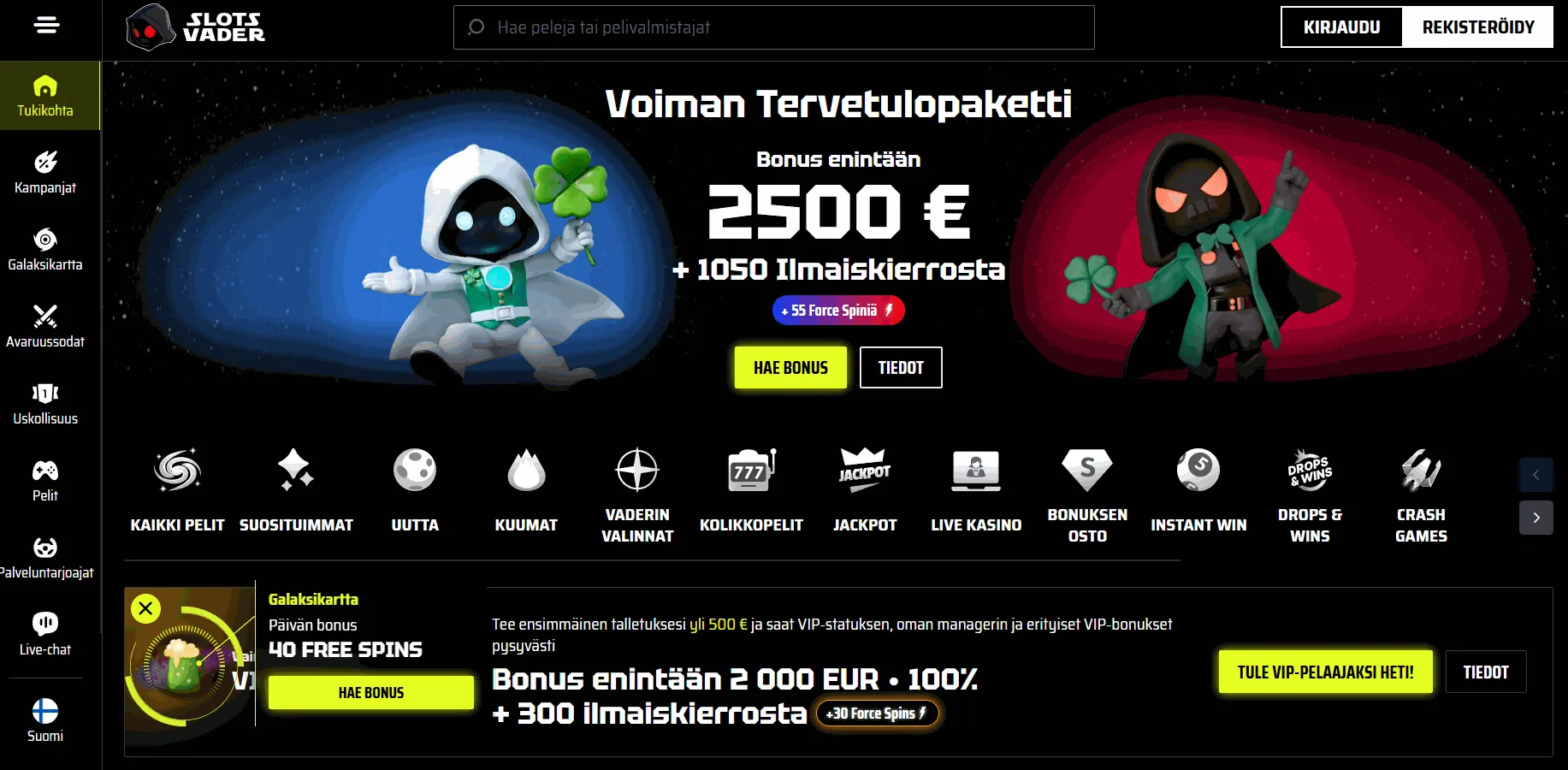 SlotsVader parhaat kasinot SlotsVader nettikasinot parhaat