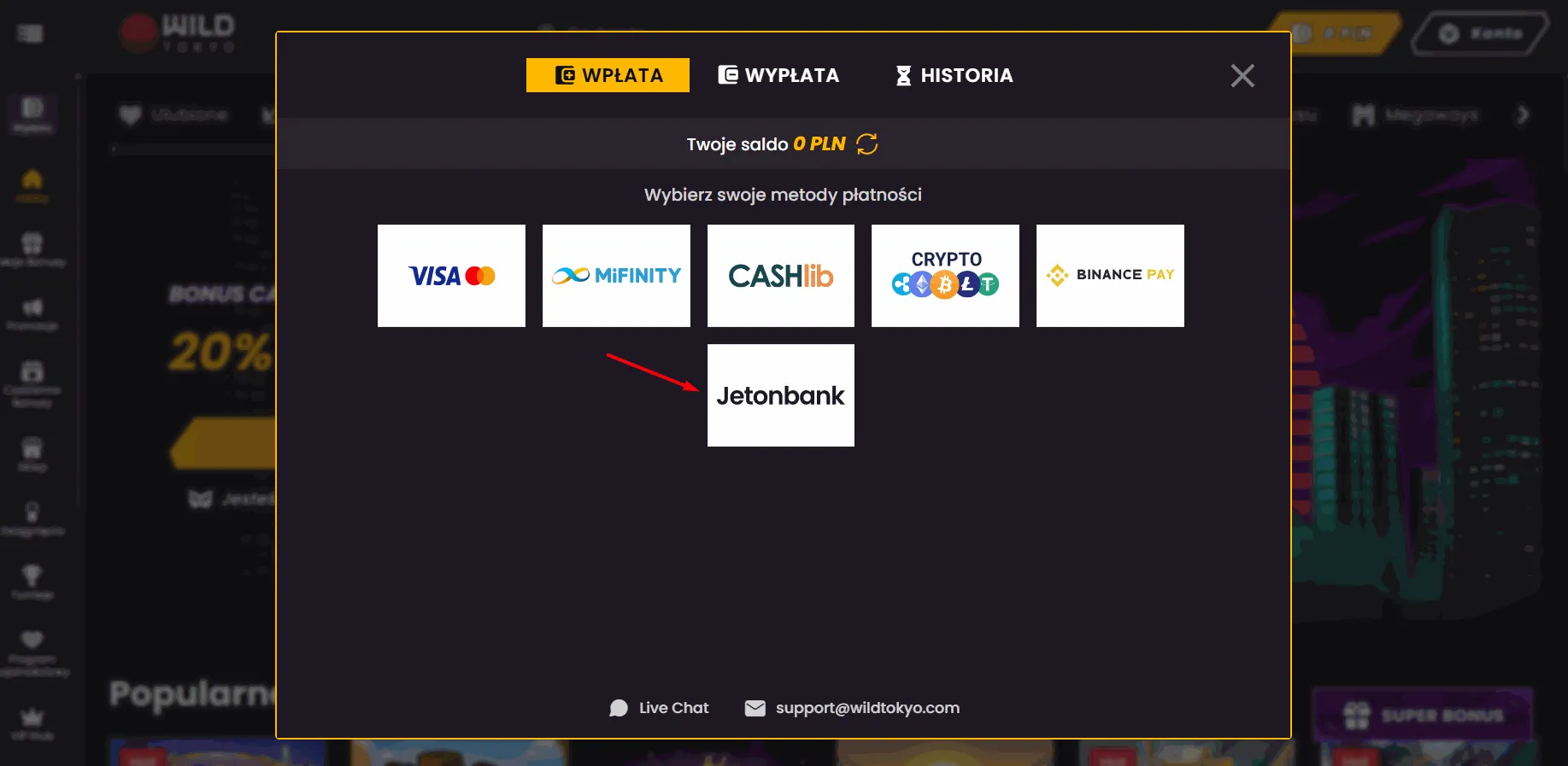 Wild Tokyo kasyno z Jeton