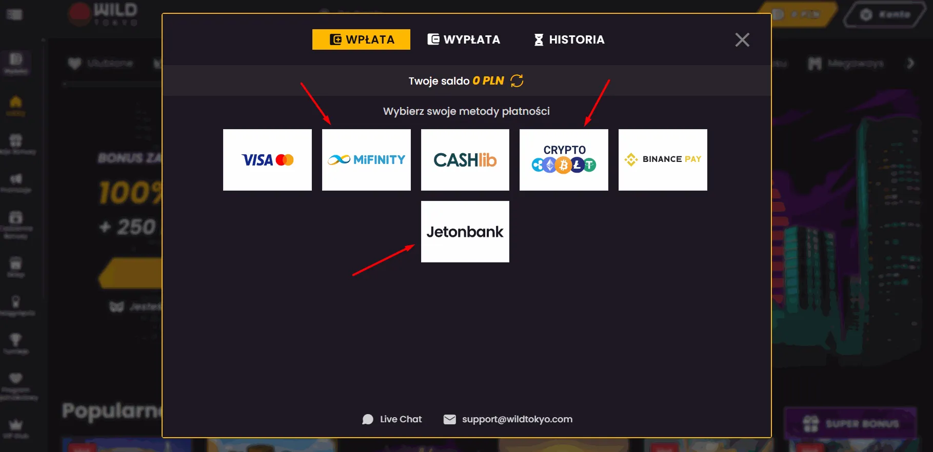 Wild Tokyo kasyno z Skrill