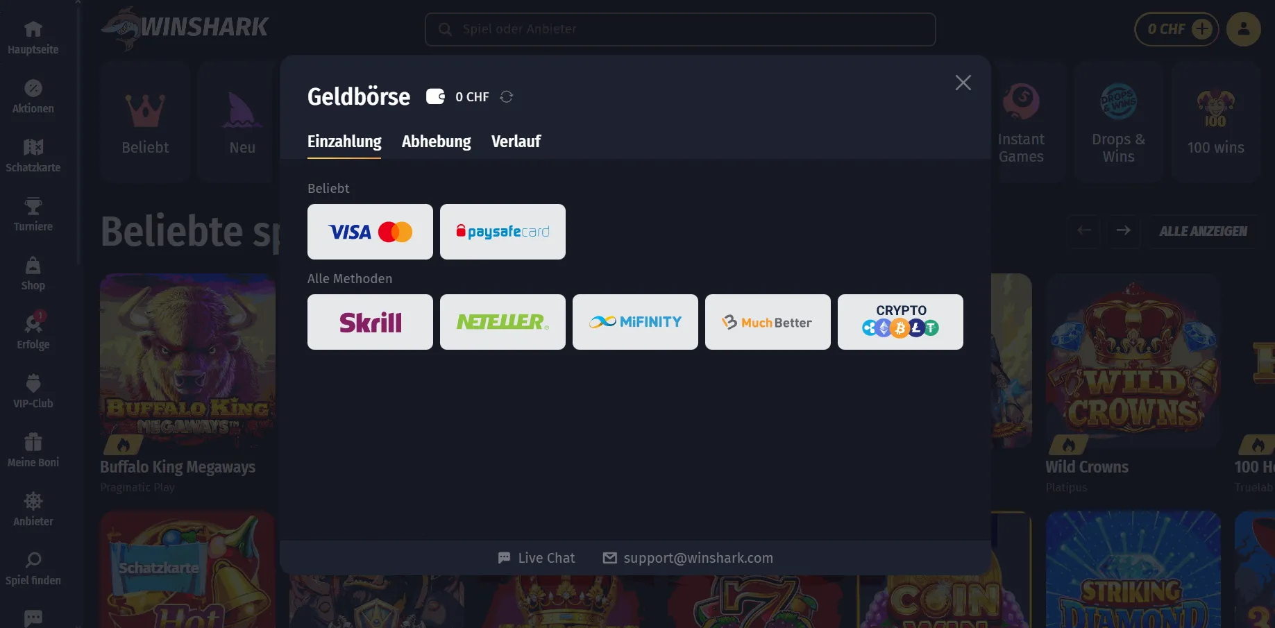 Winshark Casino mit Google Pay