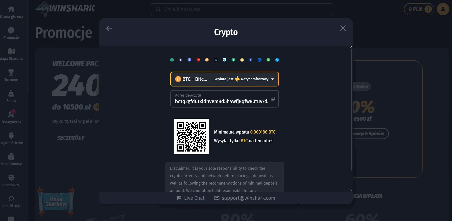 Winshark kasyno online z Bitcoin Winshark kasyno z Bitcoin