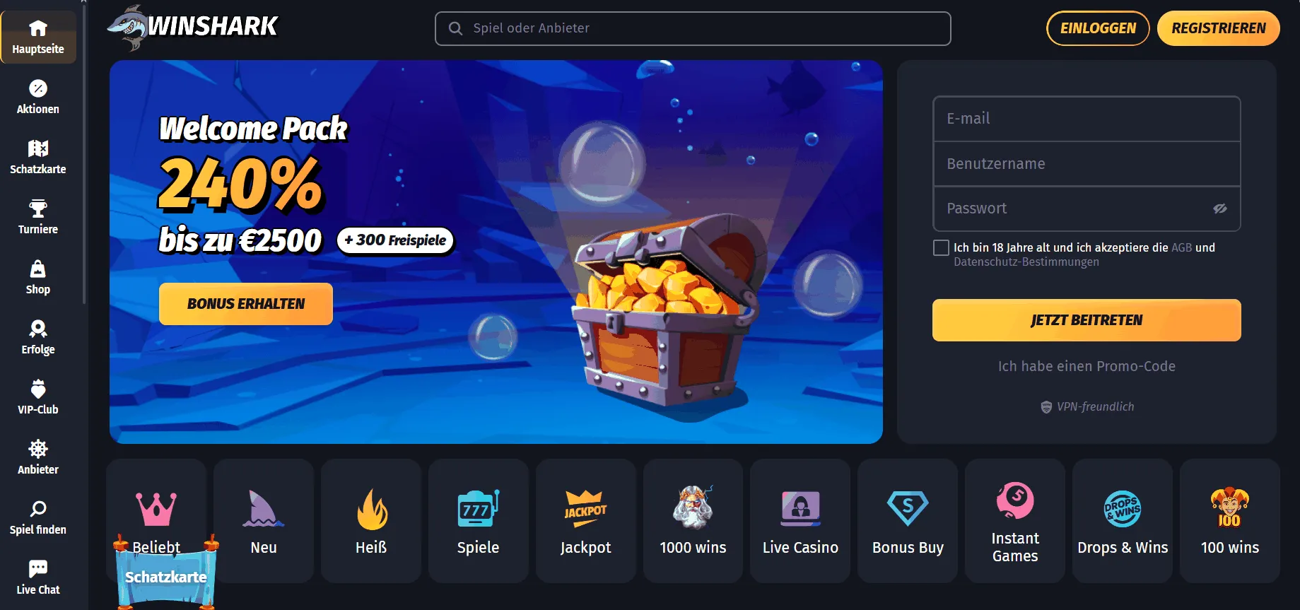 Winshark neues Online Casino