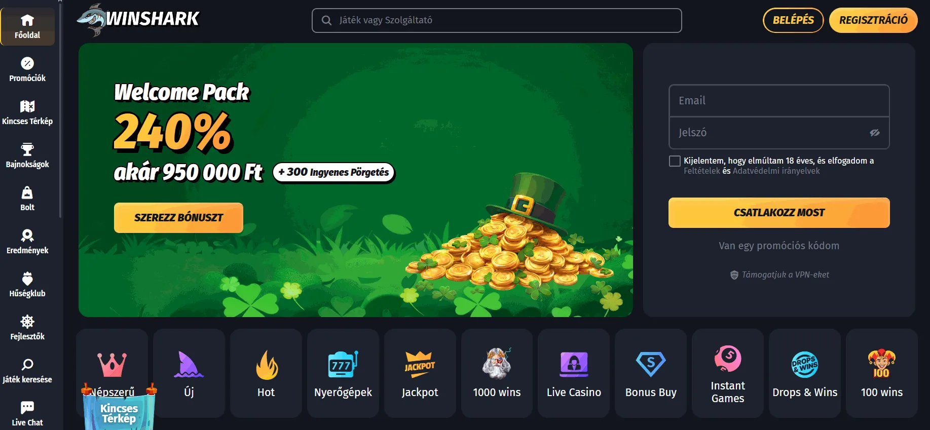 Winshark kaszinó online