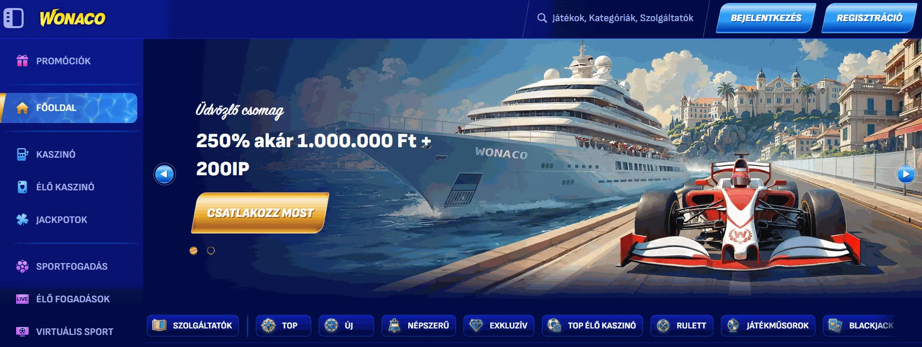 Wonaco kaszinó online