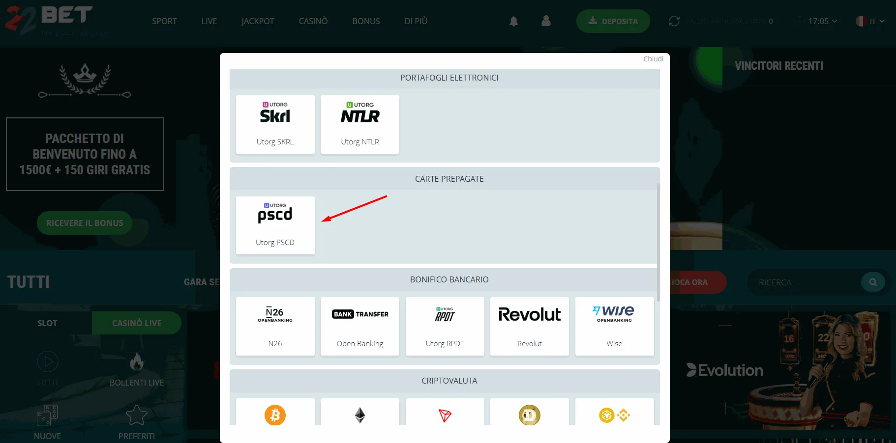 Paysafecard casino 22Bet