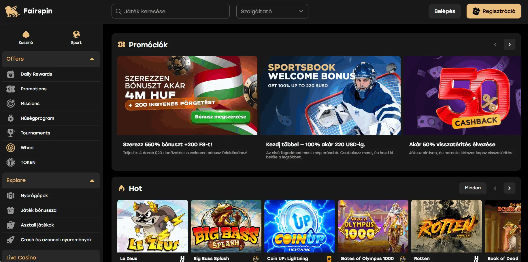 Fairspin online kaszinó külföldi