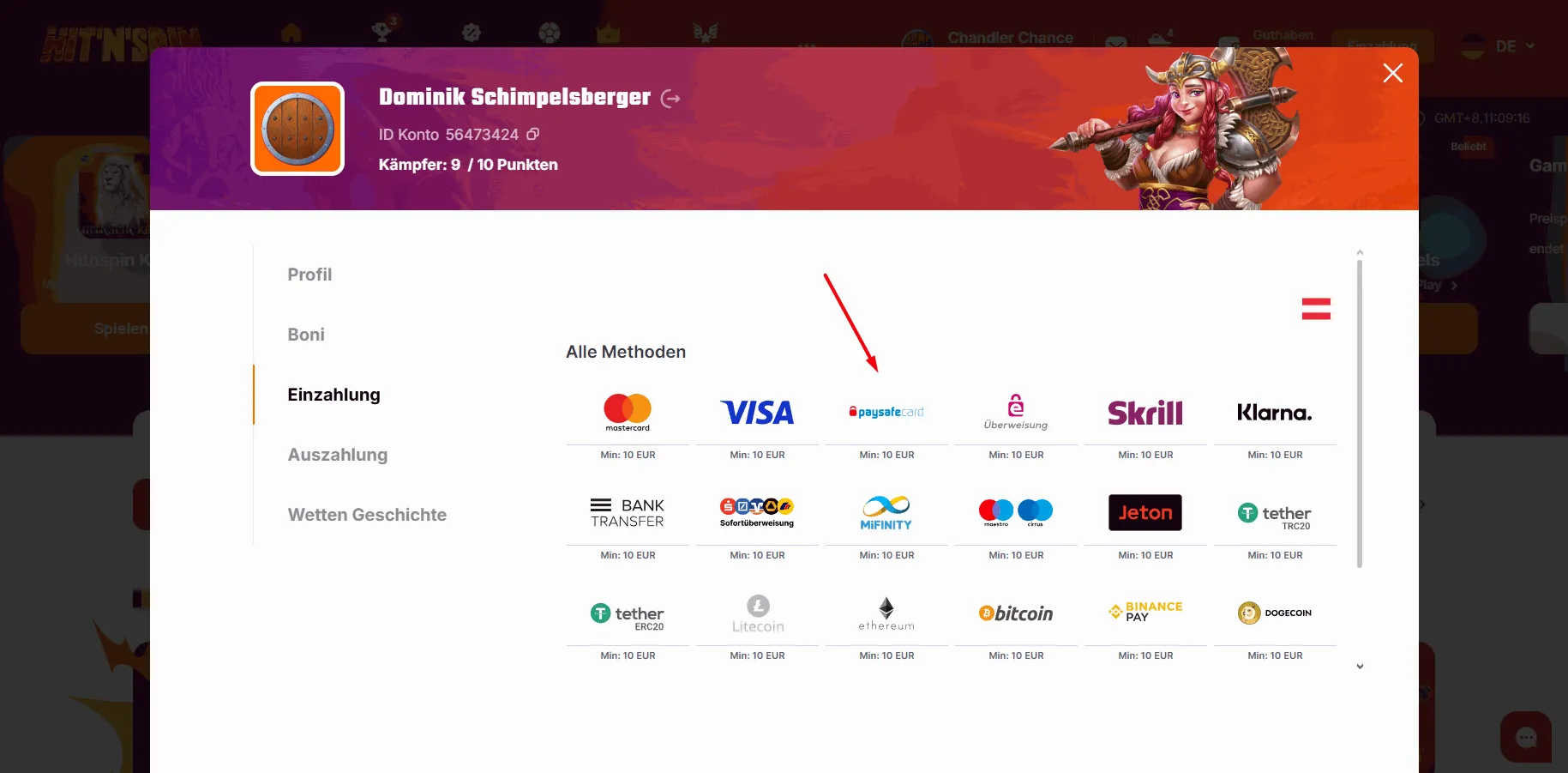 HitnSpin Casino mit Paysafecard