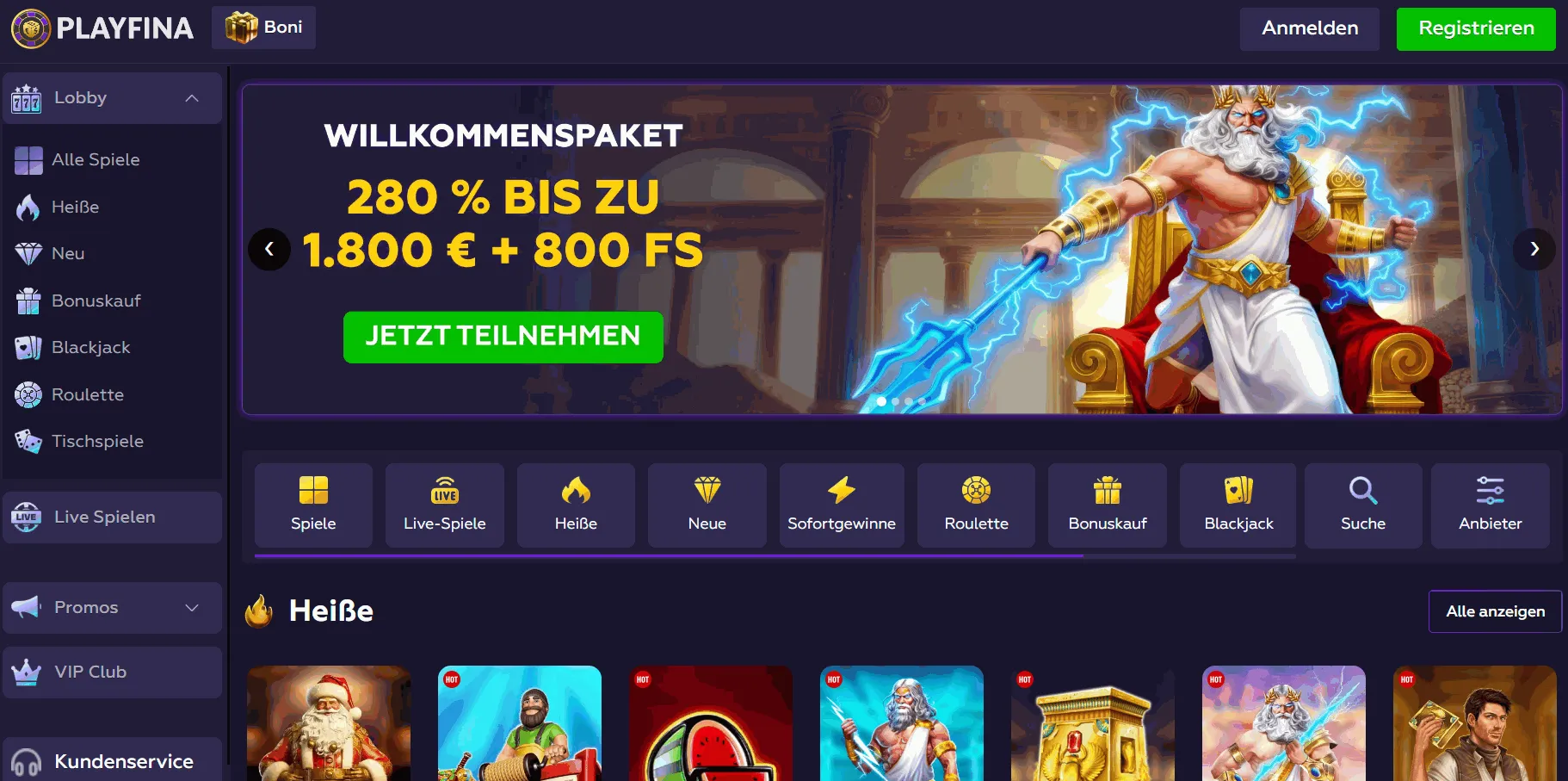 Playfina Echtgeld Online Casino