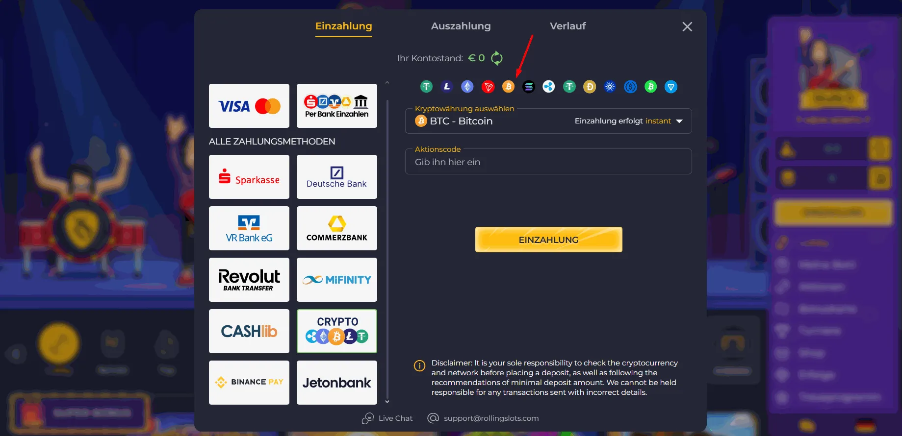 Rolling Slots Bitcoin Online Casino