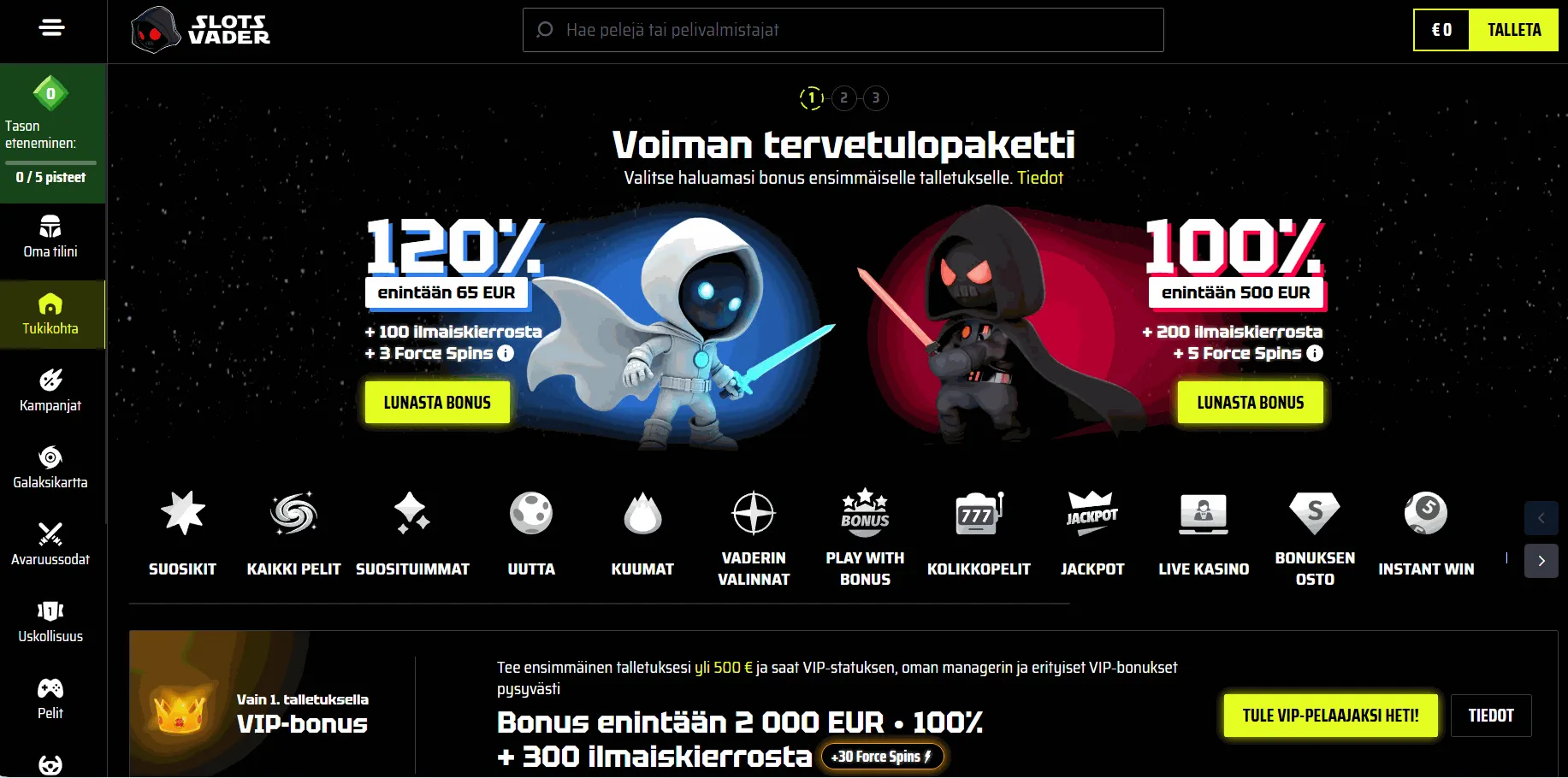 SlotsVader ulkomainen kasino Ulkomaiset kasino SlotsVader