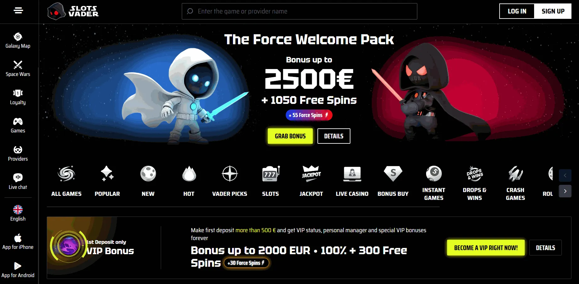 SlotsVader casino utländska