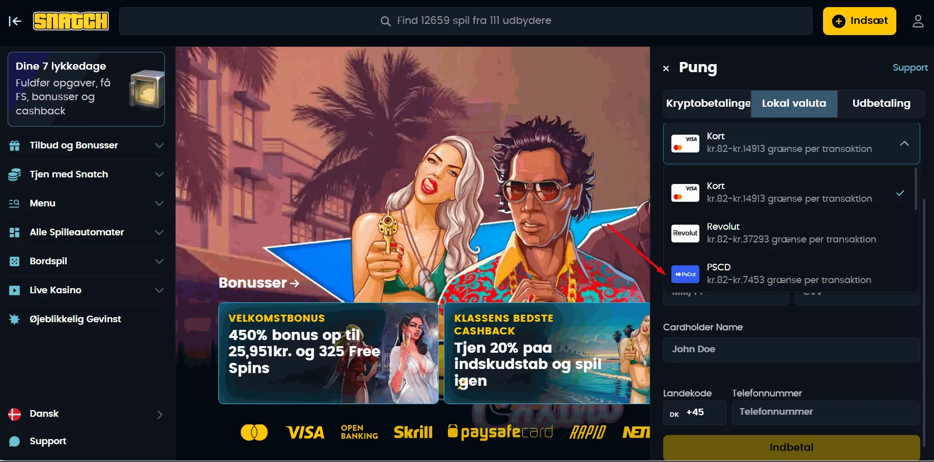 Snatch Paysafecard casino