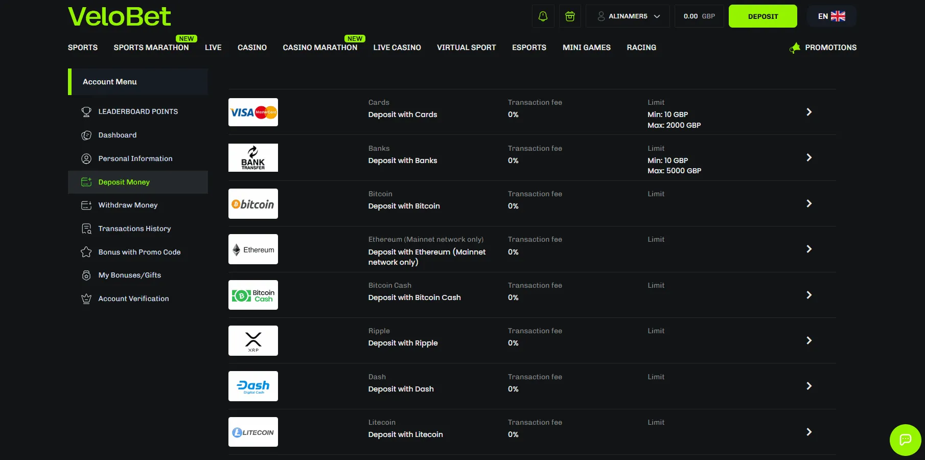 VeloBet Pay by Mobile Casino