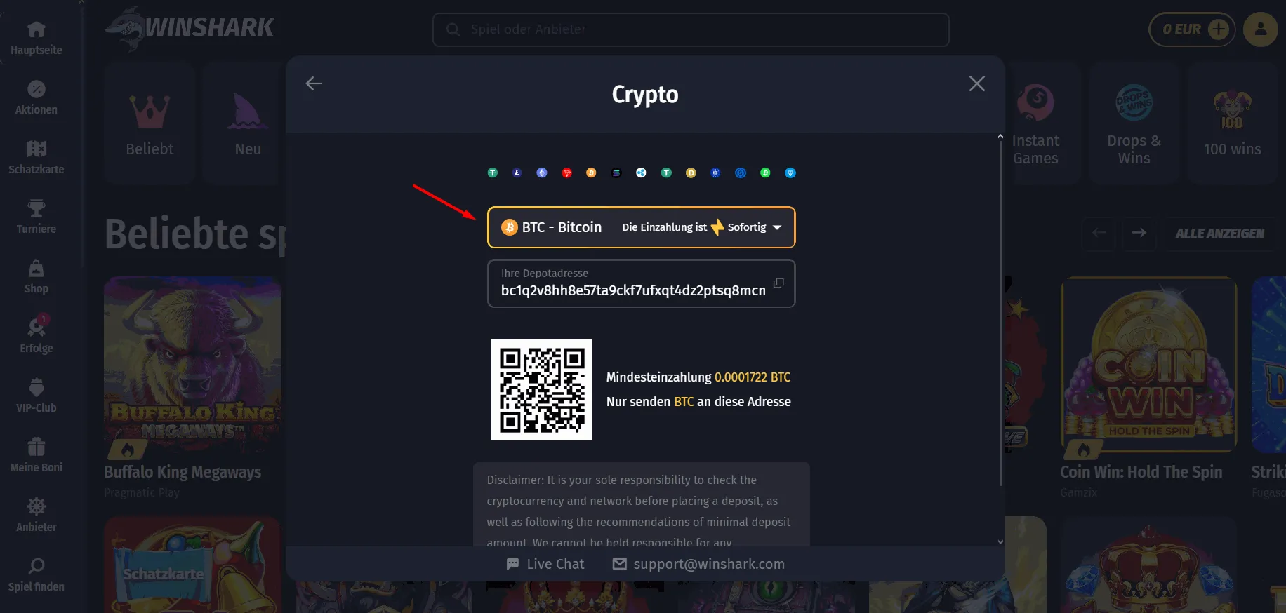 Winshark Bitcoin Online Casino