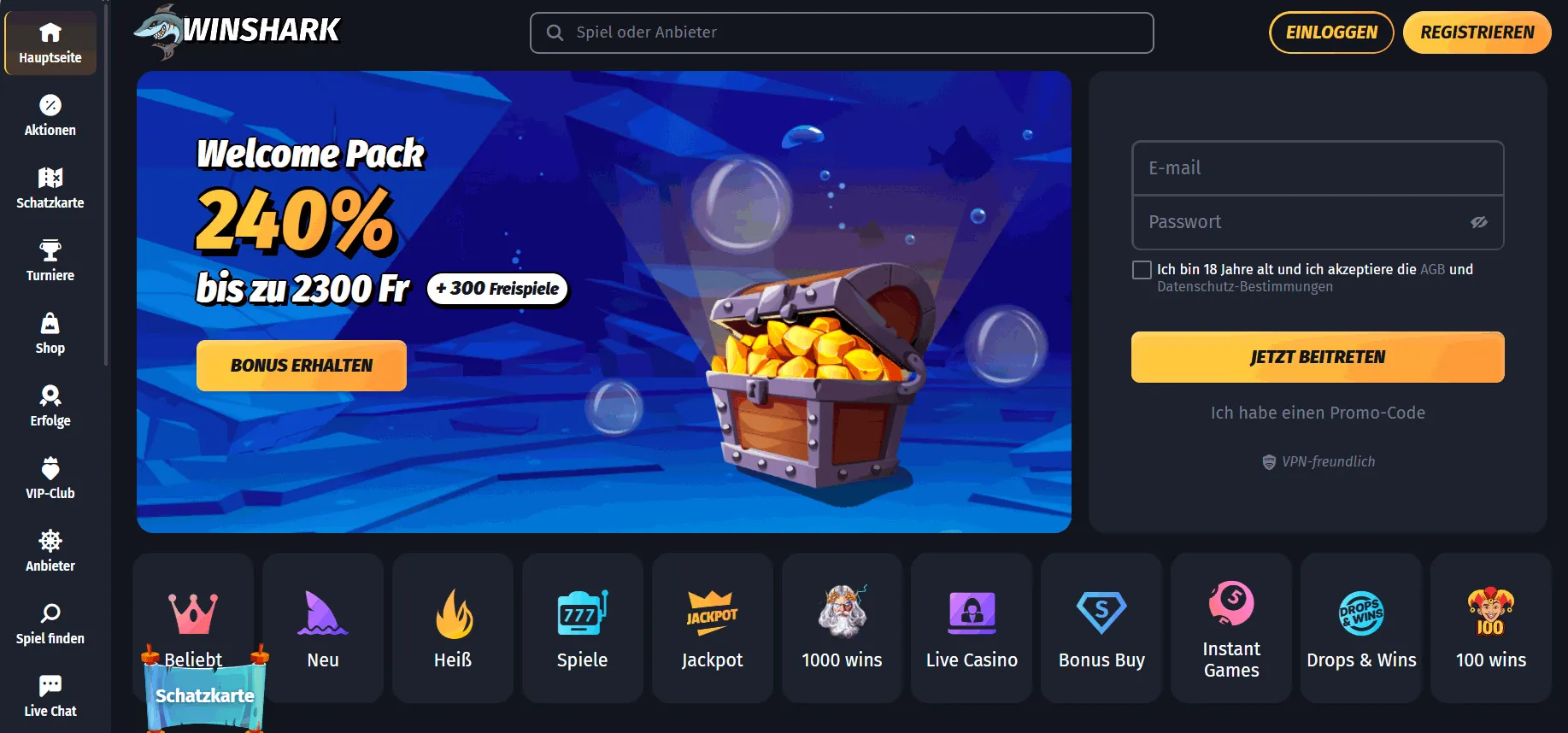 Winshark Echtgeld Online Casino