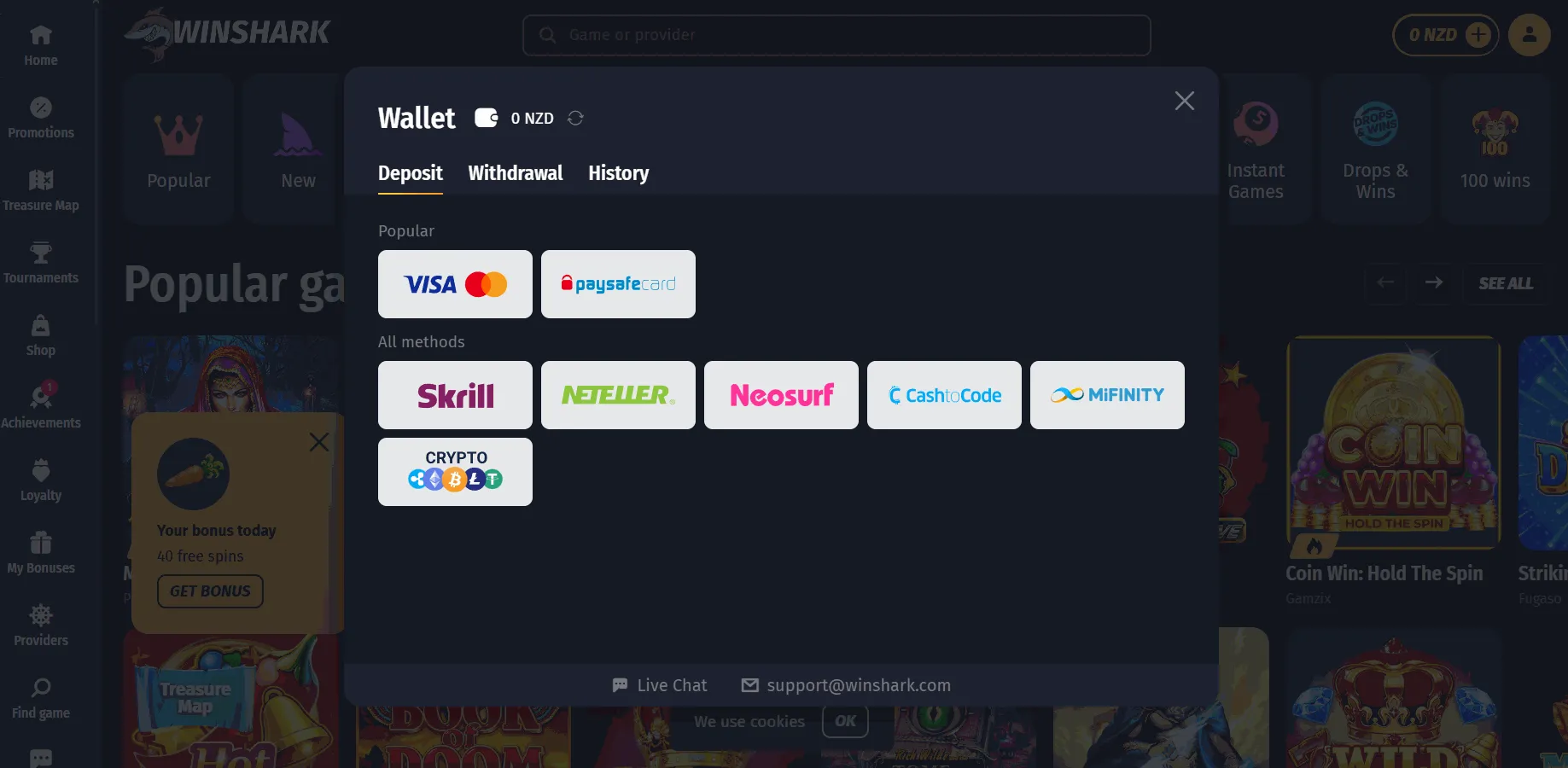 Winshark Pay by Phone Bill Casino