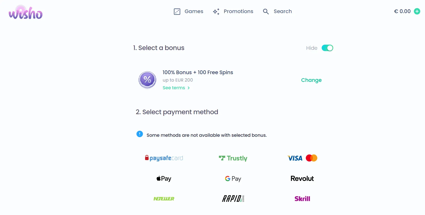 Wisho online MobilePay casino