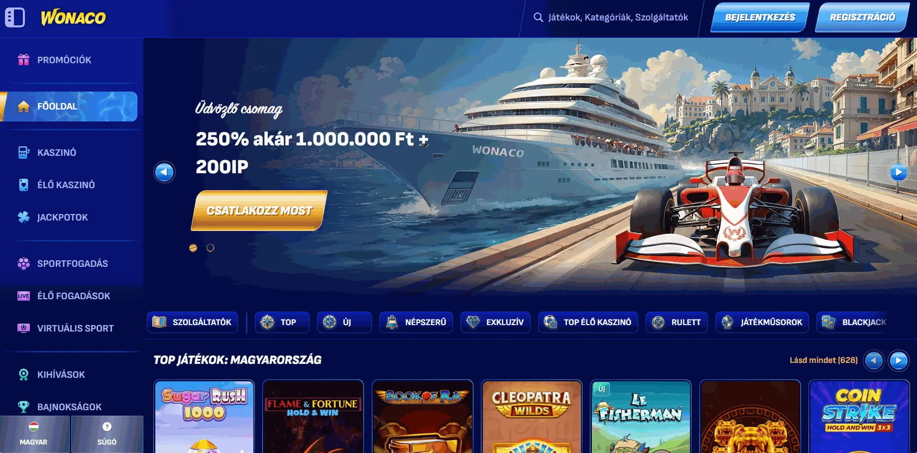 HUF kaszinó online Wonaco